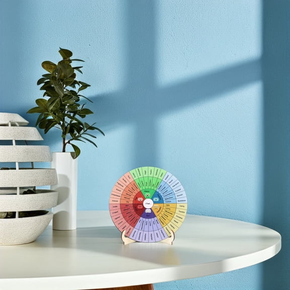 LOLIPPYY Emotion Wheel Chart Decoration with Clear Text Portable Desktop Feeling Wheel Ornament