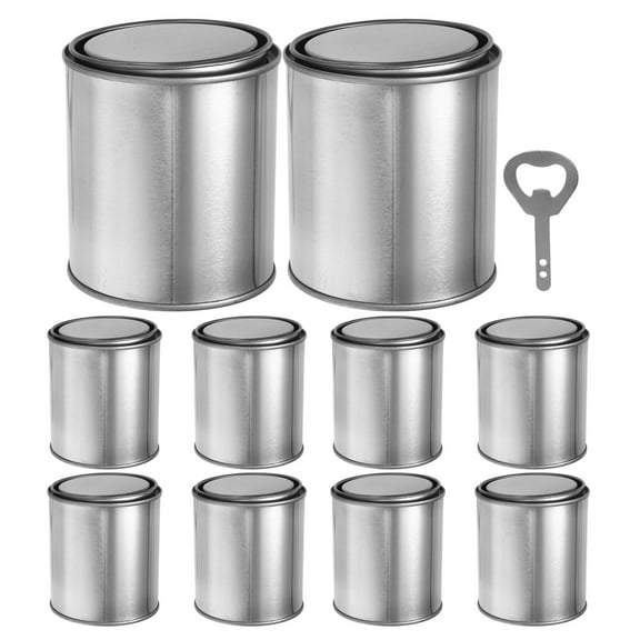 LOLIPPYY Empty Paint Cans Quart Stainless Steel with Lids for Painting Supplies Versatile Storage Silver 4 Pack