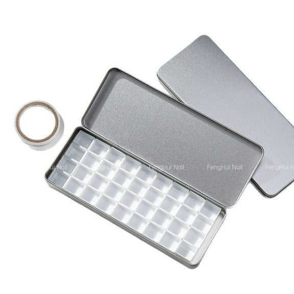 LOLIPPYY 36-Grid Empty Watercolor Paint Palette with Lid - Portable Paint Pigment Tray for Artists, Travel Watercolor Case for Painting and Drawing