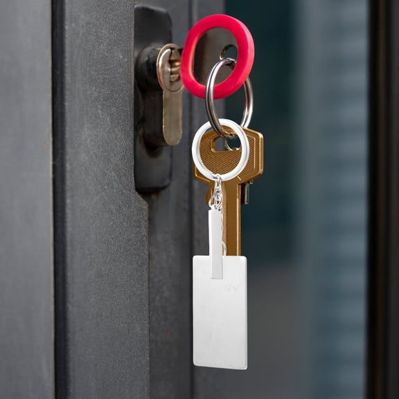 LOLIPPYY Engravable Stainless Steel Keychain Blank with Geometric Design for Car Keys