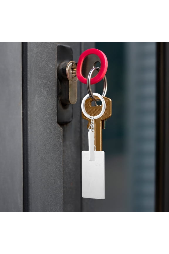 Engravable Stainless Steel Keychain Blank with Geometric Design for Car Keys