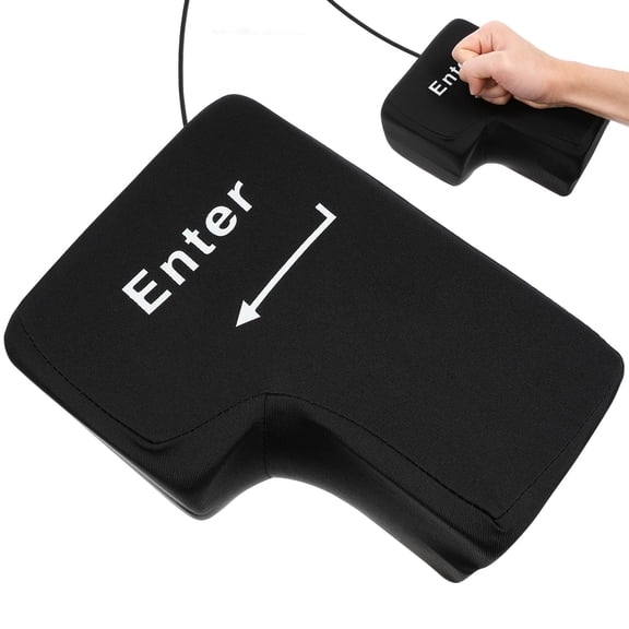 LOLIPPYY Enter Key Throw Pillow with Sponge Core for Computer Use and Work Stress Venting in Black
