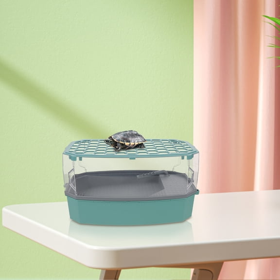 LOLIPPYY Escape Proof Turtle Tank with Lid and Basking Platform Plastic Terrarium