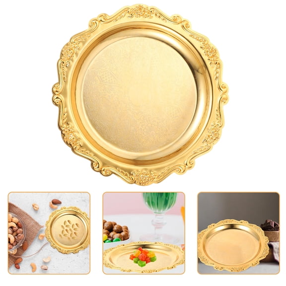 LOLIPPYY European Style Golden Alloy Fruit Plate Decorative Candy Dish Tray for Home Serving and Display