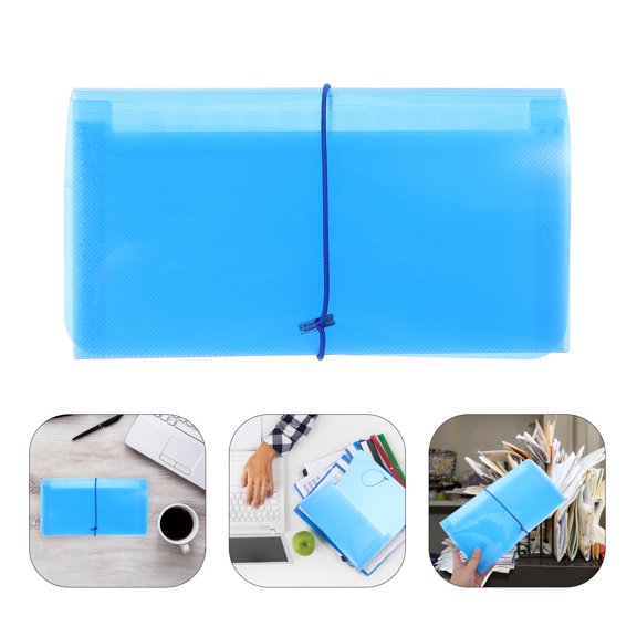 LOLIPPYY Expandable Blue Receipt Folder Organizer with Multi Pocket Design for Paper Storage