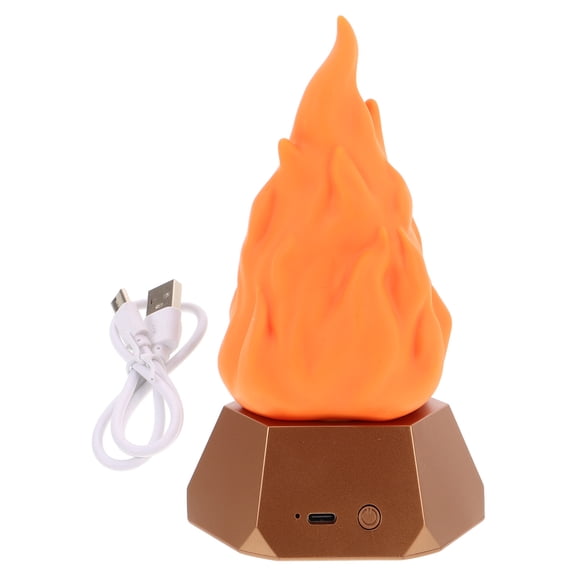LOLIPPYY Fake Fire Lamp: 3-Mode LED Flame Light USB Rechargeable Flameless Candles with Flickering Flame Campfire Night Light for Apartment Patio Outdoor Camping Decor