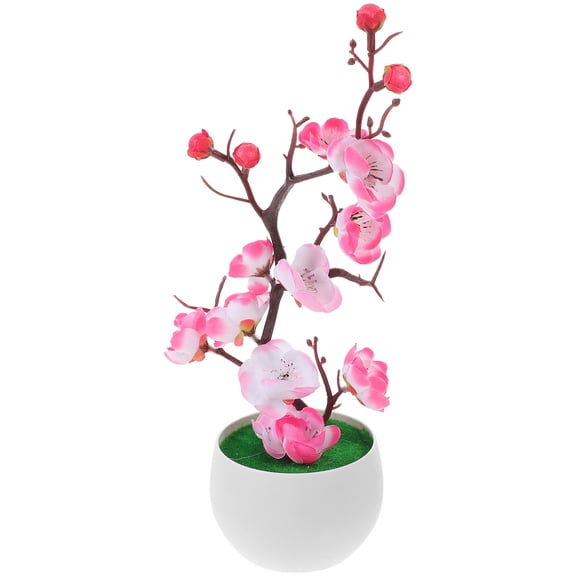 LOLIPPYY Fake Potted Plants Artificial Plum Blossom Pink Plastic Decoration 1Pcs for Home Decor