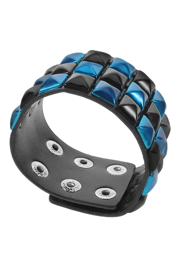 Fake Punk Bracelet for Men with Multicolor Studded Rivets Edgy Wide Cuff Wristband