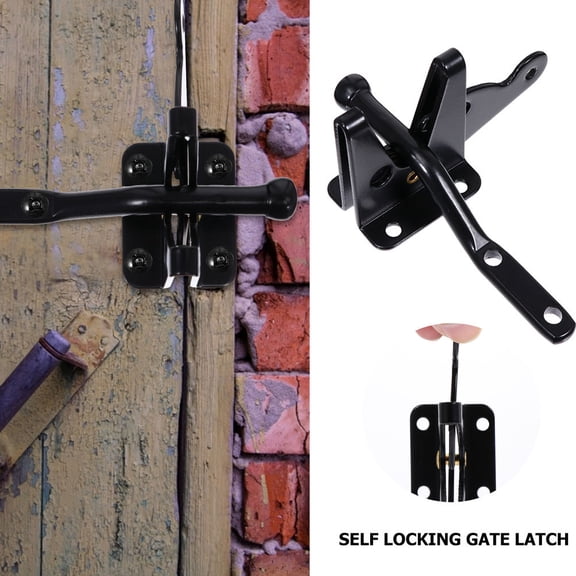 LOLIPPYY Farm Gate Latch Heavy Duty Lock For Garden Gates Black Carbon Steel 1Set