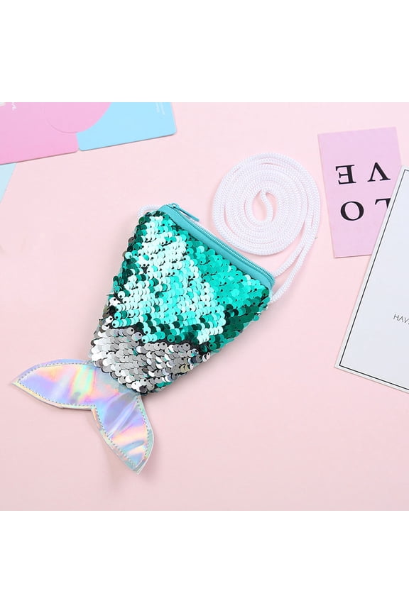 Fashion Green Sequins Coin Purse Mermaid Tail Design for Daily Use and Special Events