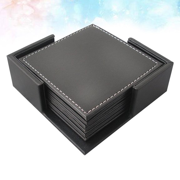 LOLIPPYY Fashion Placemat Pu Coasters Elegant Black Square Dining Table Insulation Pad 1 Set