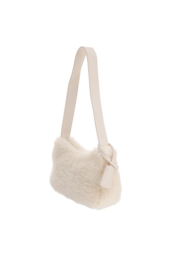 White Plush Tote Bag Large Capacity Lightweight Handbag with Comfortable Handles for Daily Use and Travel