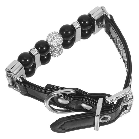 LOLIPPYY Fashionable Black Dog Collar with Adjustable PU for Small Breed Dogs