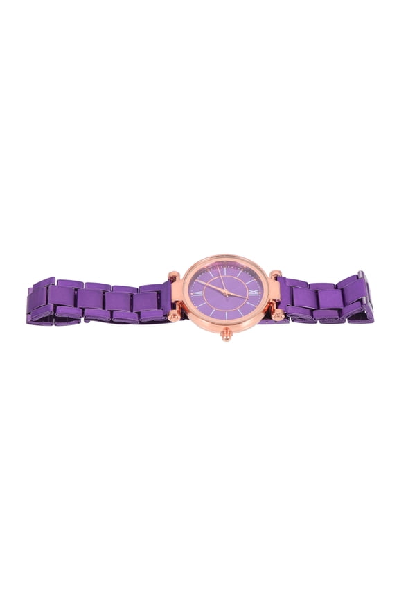 Fashionable Female Wrist Watch with Wear Resistant Steel Strap in Purple