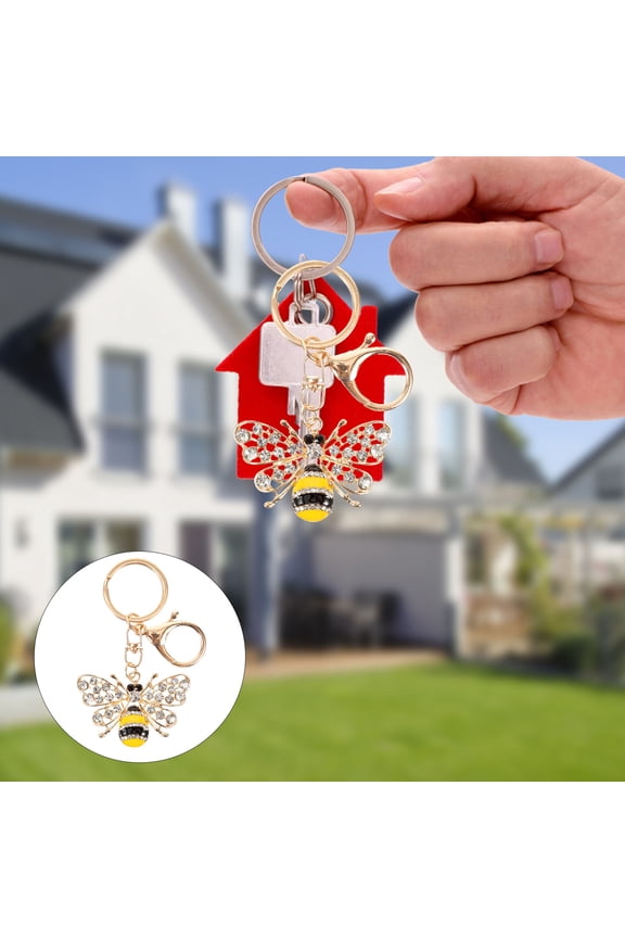 Fashionable Yellow Bee Keyring Pendant for Backpack and Bag Hanging Decor