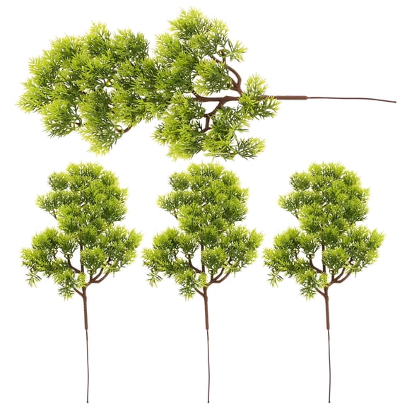 LOLIPPYY Faux Decorative Leaves: Green Plastic Pine Stems for Indoor Use and Space Enhancement 4Pcs