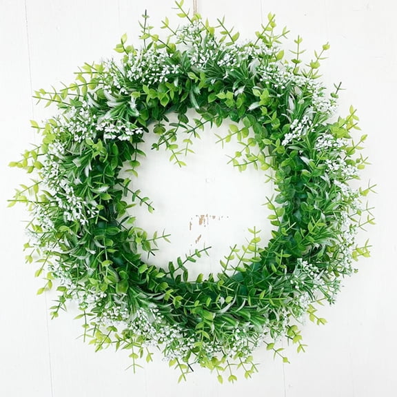LOLIPPYY Faux Eucalyptus Wreath Green Plastic Decor Simulation Round 1Pcs