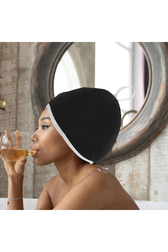 Felt Sauna Cap Comfortable Black Water Absorption 1Set