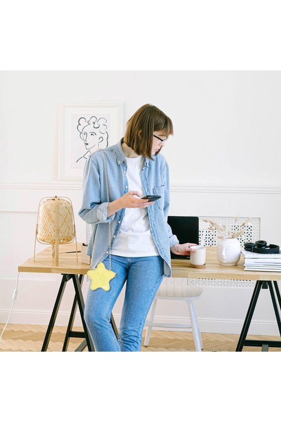 Female Messenger Bag in Yellow with Star Design Versatile Shoulder and Crossbody Use