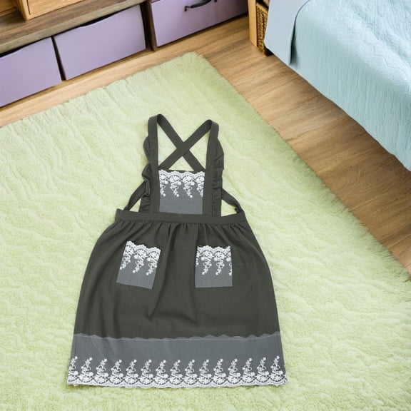 LOLIPPYY Feminine Ruffle Kitchen Apron Adjustable Crossback Design with Multiple Pockets for Cooking