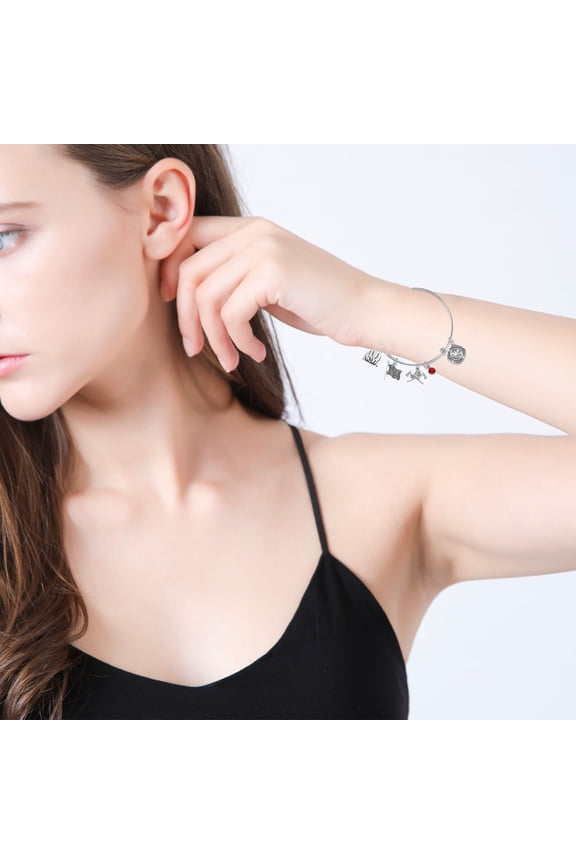 Firefighter Jewelry Bangle Stainless Steel Adjustable Firefighter Dad Mom Daughter Keepsake