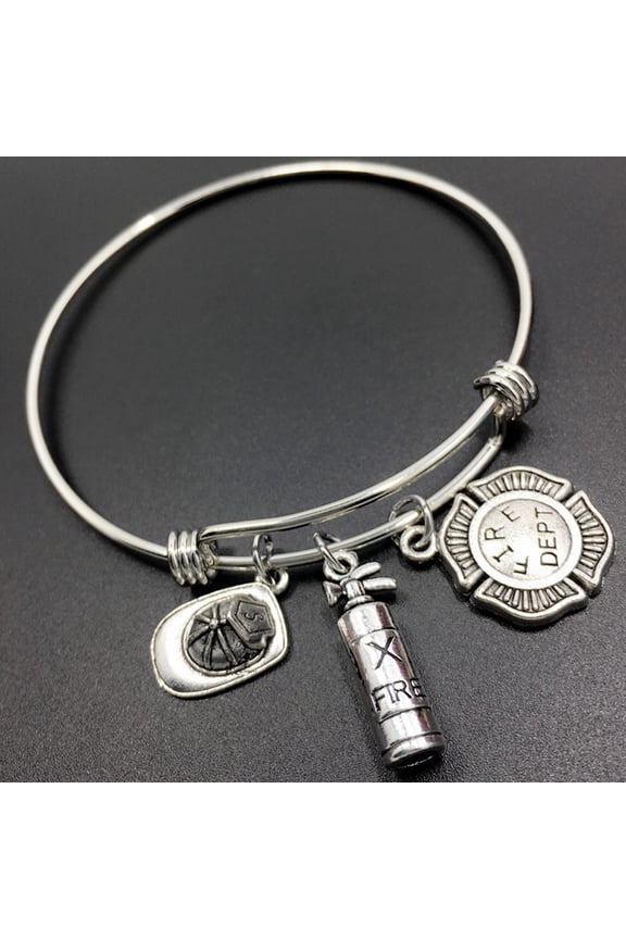 Firemen Theme Metal Fashion Bracelet Adjustable Wrist Jewelry for Daily Wear and Parties