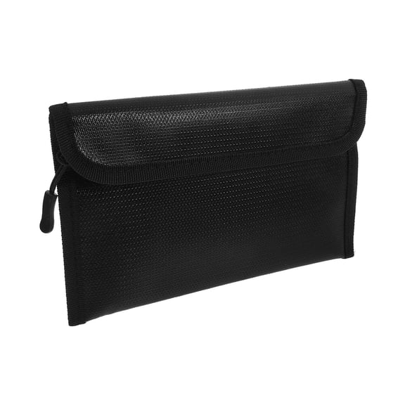 LOLIPPYY Fireproof Document Bag Black Waterproof File Holder with Zipper Closure for Secure Storage