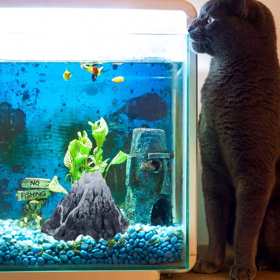 LOLIPPYY Fish Tank Landscaping Ornament Grey Artificial Snow Mountain Model for Aquarium Decor