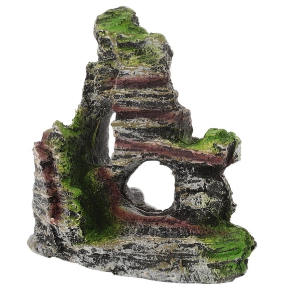 LOLIPPYY Fish Tank Mountain Decor Aquarium Ornaments Resin Water Compatible 1 PCS