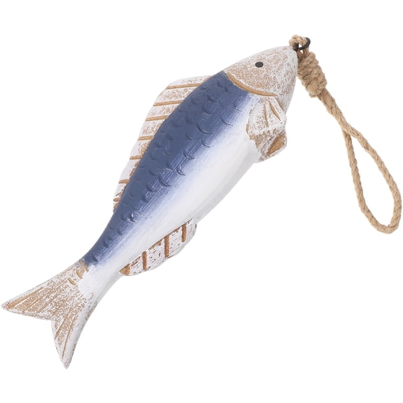 LOLIPPYY Fish Wall Decor - Mediterranean Nautical Hand Carved Wooden Fish Wall Hanging Ornament - Rustic Farmhouse Ocean Sculpture For Beach Home Art Living Room