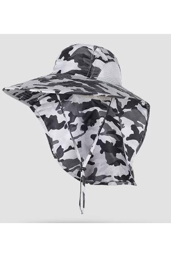 Wide Brim Fishing Hat with Neck Flap - UV Sun Bucket Cap for Men and Women Hiking Fishing