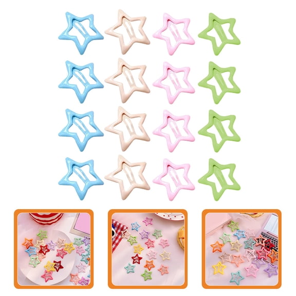 LOLIPPYY Five-Pointed Star Hair Clip Metal Assorted Color 30 Pcs for Children Daily Wear