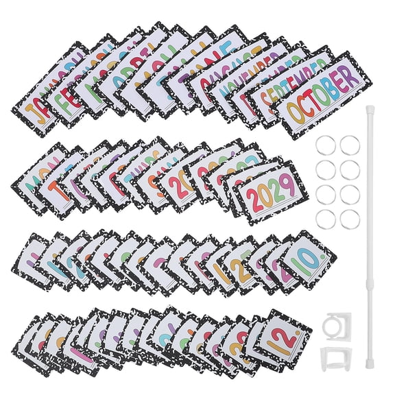 LOLIPPYY Classroom Calendar with Date Cards and Metal Rod Holder for Bulletin Board Display