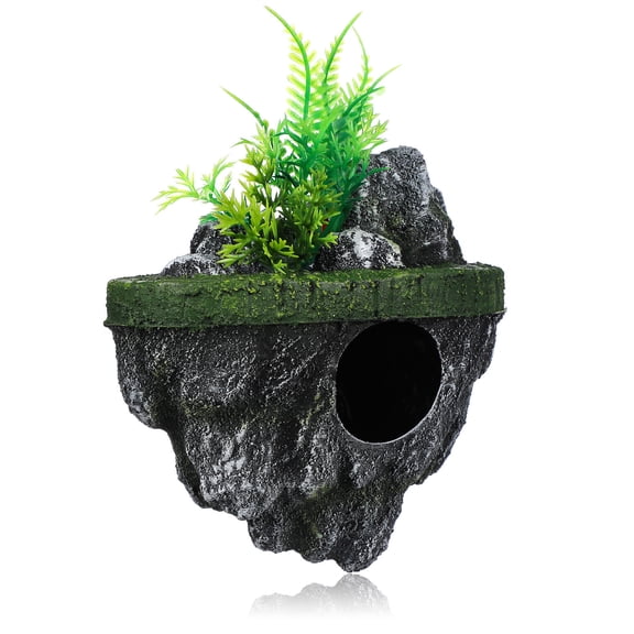 LOLIPPYY Resin Floating Aquarium Rock Ornament Fish Tank Cave for Shelter and Decorative Landscape