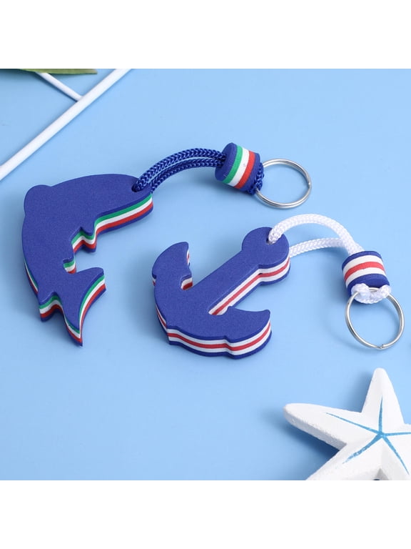 2Pcs Blue Eva Floating Keychain with Strong Rope for Water Sport Keys