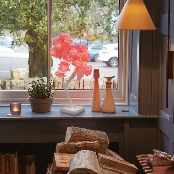 LOLIPPYY Floral Lamp for Bedrooms Pink Pvc Decoration Fashion 1Pack