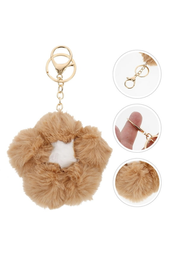 Flower Shape Keychain Backpack Pendant Khaki Faux 1Pcs Delicate Key Holder for Women Everyday Use
