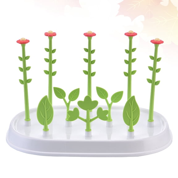 LOLIPPYY Flower Shaped Bottle Dryer Rack with Skid Base for Organized Feeding Bottles Green
