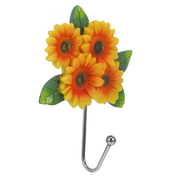 LOLIPPYY Flower Wall Hooks Resin Yellow Hanging Clothes Storage for Home Decor 1Pack