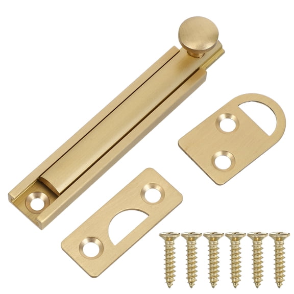 LOLIPPYY Flush Mount Concealed Door Lock in Golden Solid Brass for Smooth Silent Sliding Doors