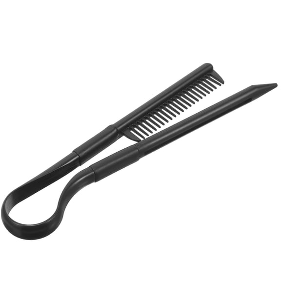 LOLIPPYY Foldable Black Hair Straightener Comb Durable Plastic V Shaped Salon Comb