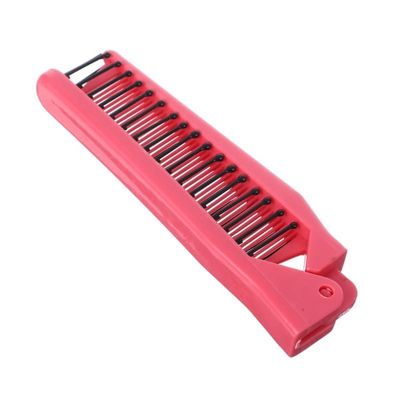 LOLIPPYY Portable Folding Hair Brush and Comb Set with Anti-Static Feature, Rosy Design, Perfect for Home and Travel, 1 Pack