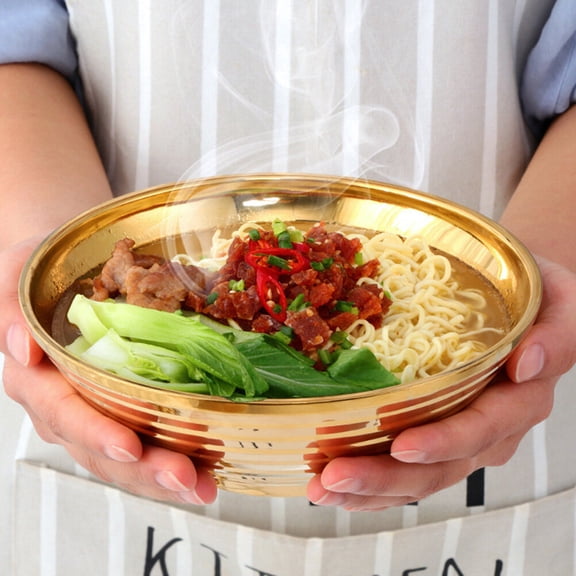 LOLIPPYY Food Grade Golden Stainless Steel Soup Bowl Ideal for Hot Cold Meals Easy to Clean Japanese Style