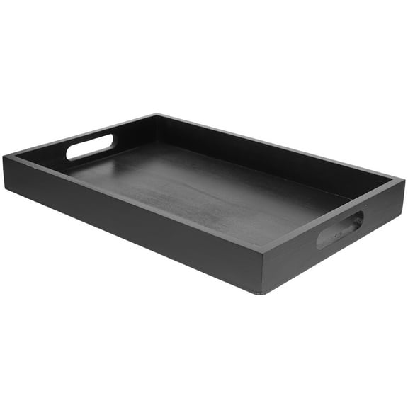 LOLIPPYY Food Serving Rectangle Tray Black Wood for Cafe Home Use 1Set