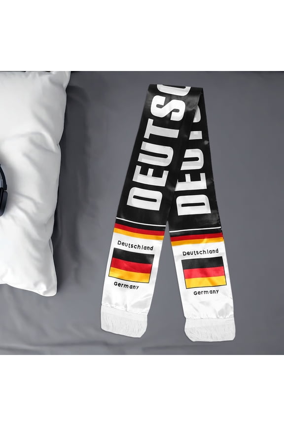Black Polyester Football Fan Scarf, National Soccer Team Supporter Accessory for Game Day and Sports Events