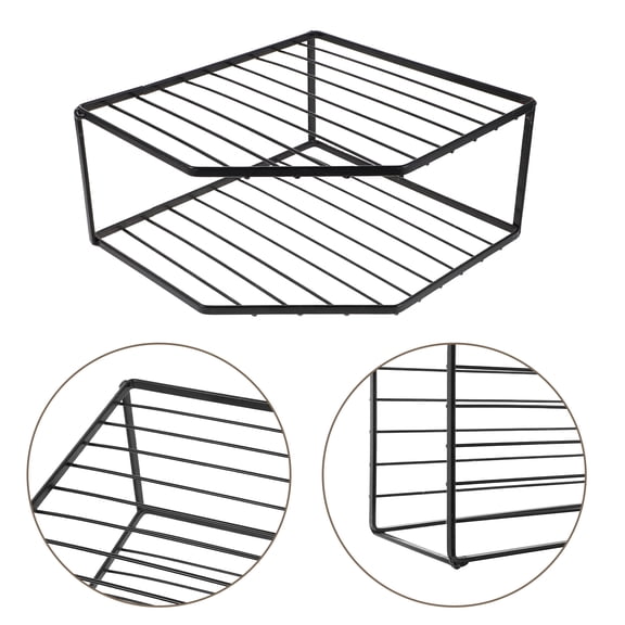 LOLIPPYY Black Metal Kitchen Counter Shelf with Double Layer Dish Drainer Rack, Freestanding Space-Saving Organizer