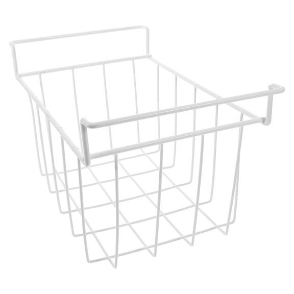 LOLIPPYY White Wire Basket Freezer Storage Shelf with Hanging Rack and Breathable Design for Organized Kitchen and Pantry