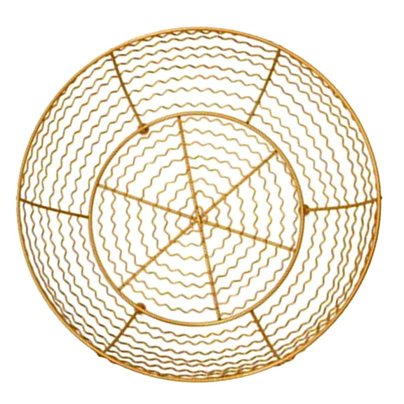 LOLIPPYY Fruit Basket Kitchen Counter Golden Iron Storage Solution Wave Pattern Modern Style 1Pcs