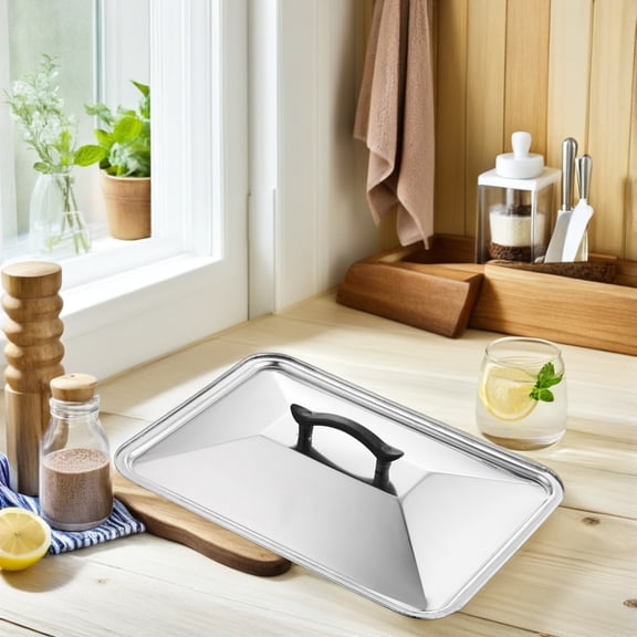 LOLIPPYY Frying Pan Cover Stainless Steel Lids for Pot Anti Oil Splashing Cookware for Restaurant Use 1Pcs