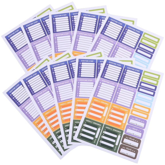 LOLIPPYY 10 Sheets Color Planner Stickers, 10 Self Adhesive Weekly Labels